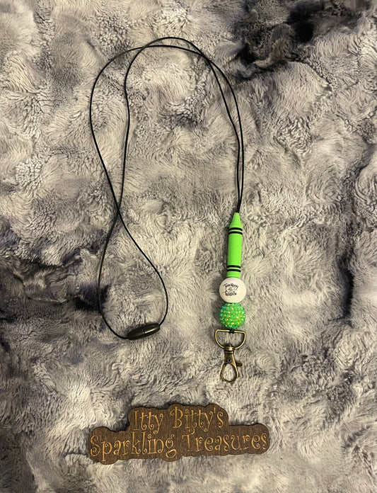 Green crayon lanyard